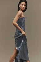 Hutch Strapless Sequin Back-Slit Column Midi Dress