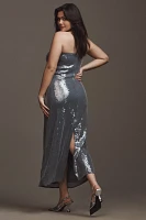 Hutch Strapless Sequin Back-Slit Column Midi Dress