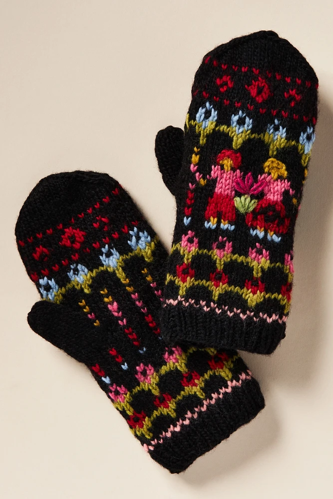 French Knot Joyful People Mittens