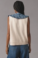 Maeve Denim-Collar Sweater Vest