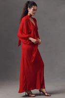 Shona Joy Amina Plunge-Neck Balloon-Sleeve Maxi Dress