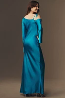 Shona Joy Nora Long-Sleeve Asymmetrical Maxi Dress