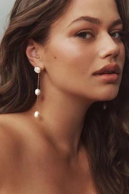 NADRI Dot Linear Pearl Drop Earrings