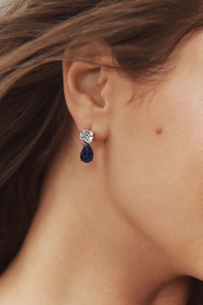 NADRI Crystal & Sapphire Drop Earrings