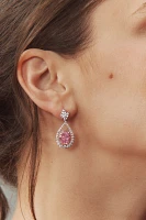 APPLES & FIGS Cushion-Cut Crystal Leaf Drop Earrings