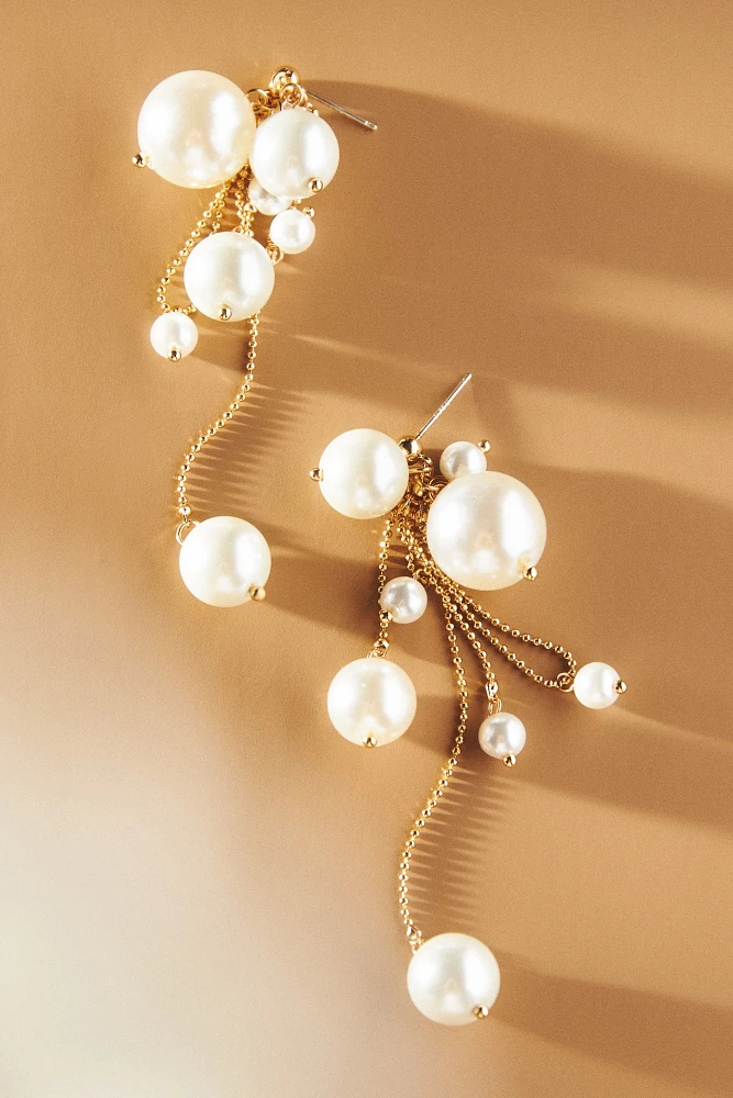 Pearl Cluster Drop Earrings