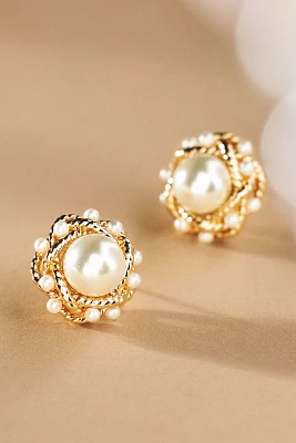 Flower Pearl Stud Earrings