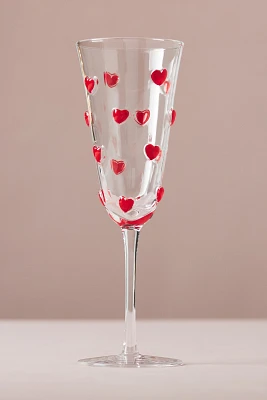 Handpainted Amorette Heart Flute Glass