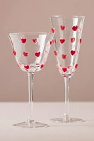 Handpainted Amorette Heart Flute Glass