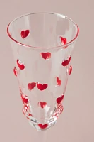 Handpainted Amorette Heart Flute Glass