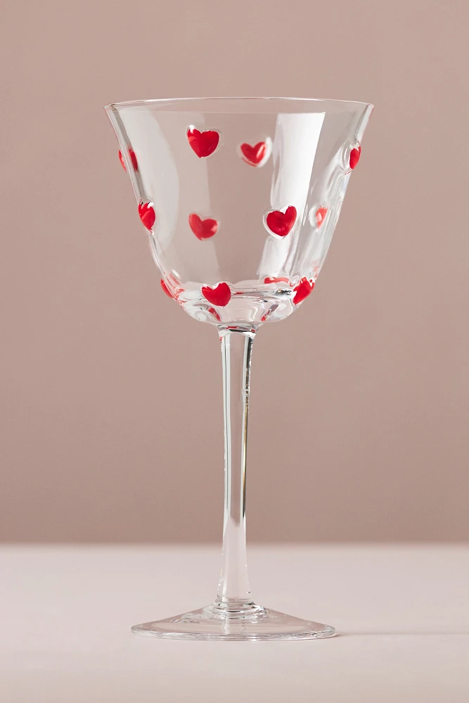 Handpainted Amorette Heart Icon Coupe Glass