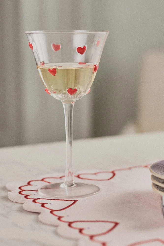 Handpainted Amorette Heart Icon Coupe Glass