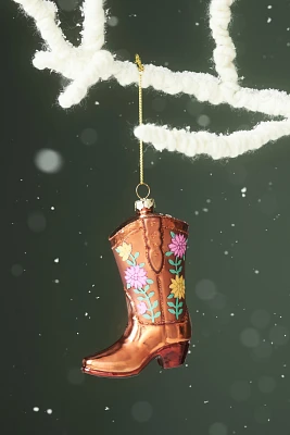 Flower Brown Cowboy Boot Ornament