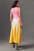 Acler Orkney Asymmetrical High-Neck Ombre Midi Dress