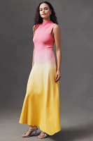 Acler Orkney Asymmetrical High-Neck Ombre Midi Dress