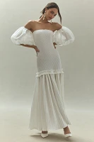 L'IDÉE Belle Detachable Organza Sleeve Drop-Waist Maxi Dress