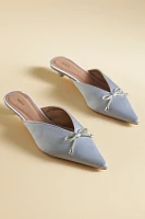 Maeve Satin Bow Mule Heels