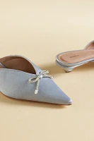 Maeve Satin Bow Mule Heels