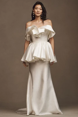 Sébastien Luke Carrie Ruffled Trumpet Wedding Gown