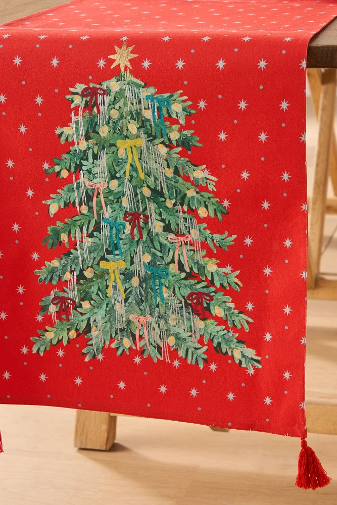 Grand Christmas Tree Cotton Table Runner