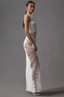 Shona Joy High-Neck Stratus Lace Slim Maxi Dress