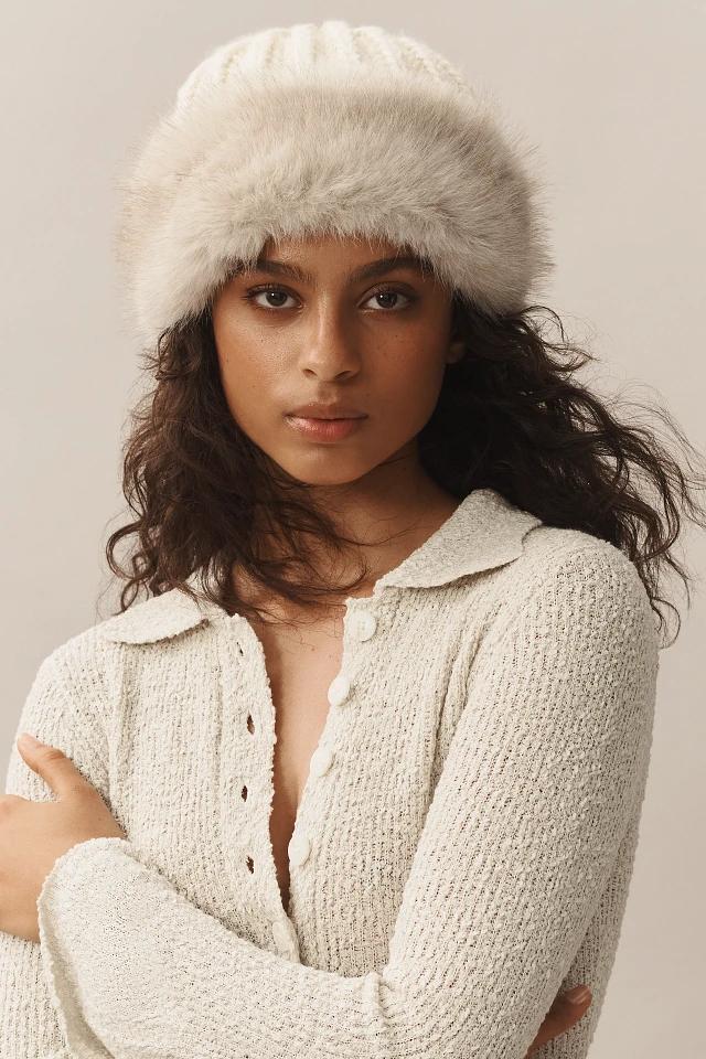 By Anthropologie Knitted Faux-Fur Cuff Beanie at MarketFair 