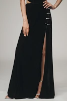 SAU LEE Venus Velvet Maxi Skirt