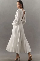 Acler Wonastow Long-Sleeve Pleated Satin Maxi Dress