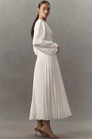 Acler Wonastow Long-Sleeve Pleated Satin Maxi Dress