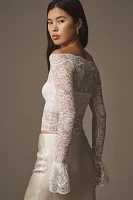 Ronny Kobo Maribeth Long-Sleeve Off-The-Shoulder Lace Top