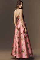 Aston Studio Audrey Strapless Floral Taffeta Maxi Dress