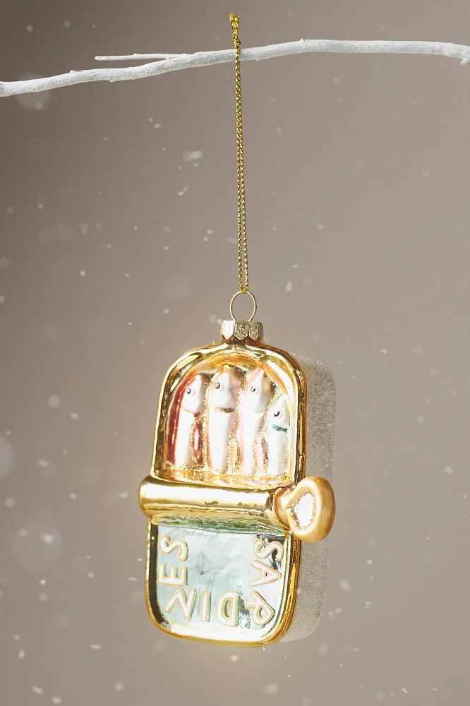 Sardine Tin Glass Ornament
