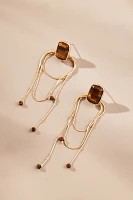 Stone Looped Chain Drop Earrings