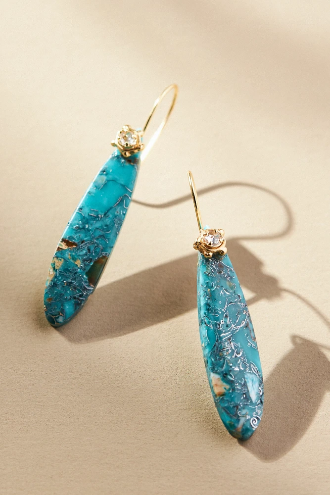 Oblong Stone Drop Earrings