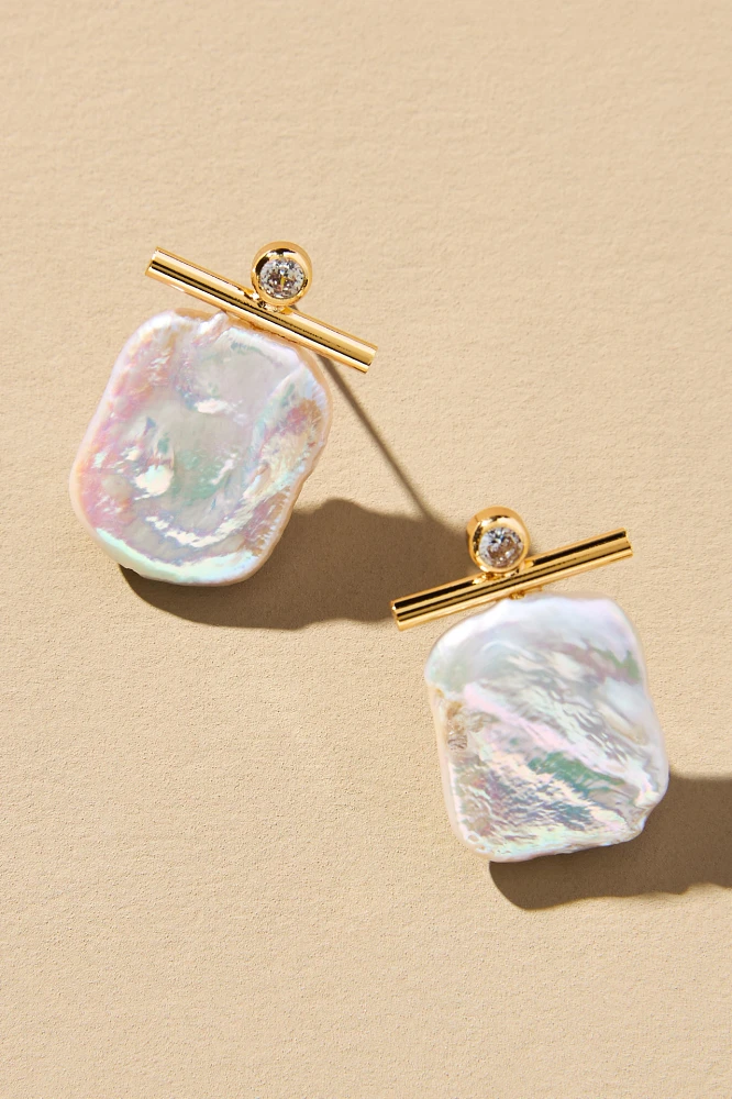 Iridescent Pearl Post Earrings