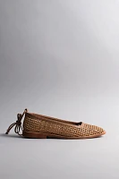 Kaanas Nana Ankle-Strap Woven Ballet Flats
