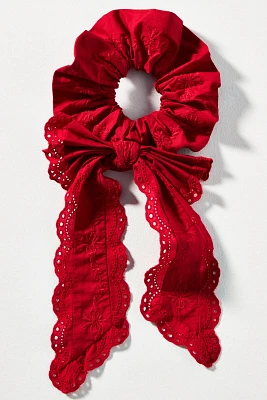 Damson Madder Embroidered Bow Scrunchie