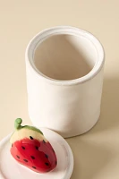 Fruta Strawberry Small Stoneware Canister