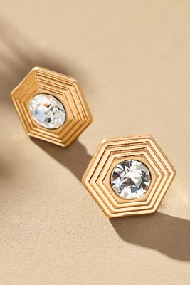 Crystal Hexagons Post Earrings