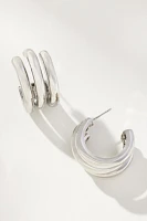 Triple Band Huggie Hoop Earrings