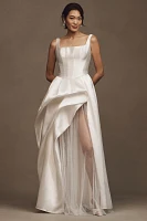 Willowby by Watters Pia Sleeveless Drop-Waist Mikado Wedding Gown