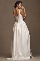 Willowby by Watters Pia Sleeveless Drop-Waist Mikado Wedding Gown