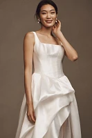 Willowby by Watters Pia Sleeveless Drop-Waist Mikado Wedding Gown