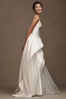 Willowby by Watters Pia Sleeveless Drop-Waist Mikado Wedding Gown