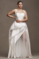 Willowby by Watters Pia Sleeveless Drop-Waist Mikado Wedding Gown