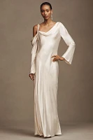 Shona Joy La Lune Asymmetrical Long-Sleeve Maxi Dress