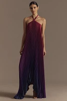 L'IDÉE Déesse Halter Pleated Maxi Dress