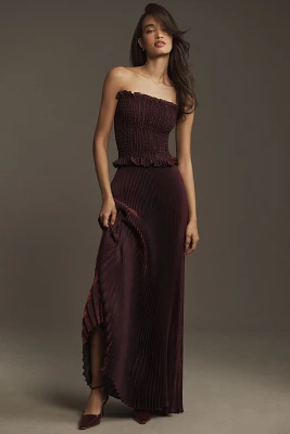 L'IDÉE Maya Strapless Pleated Maxi Dress