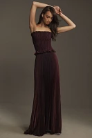 L'IDÉE Maya Strapless Pleated Maxi Dress