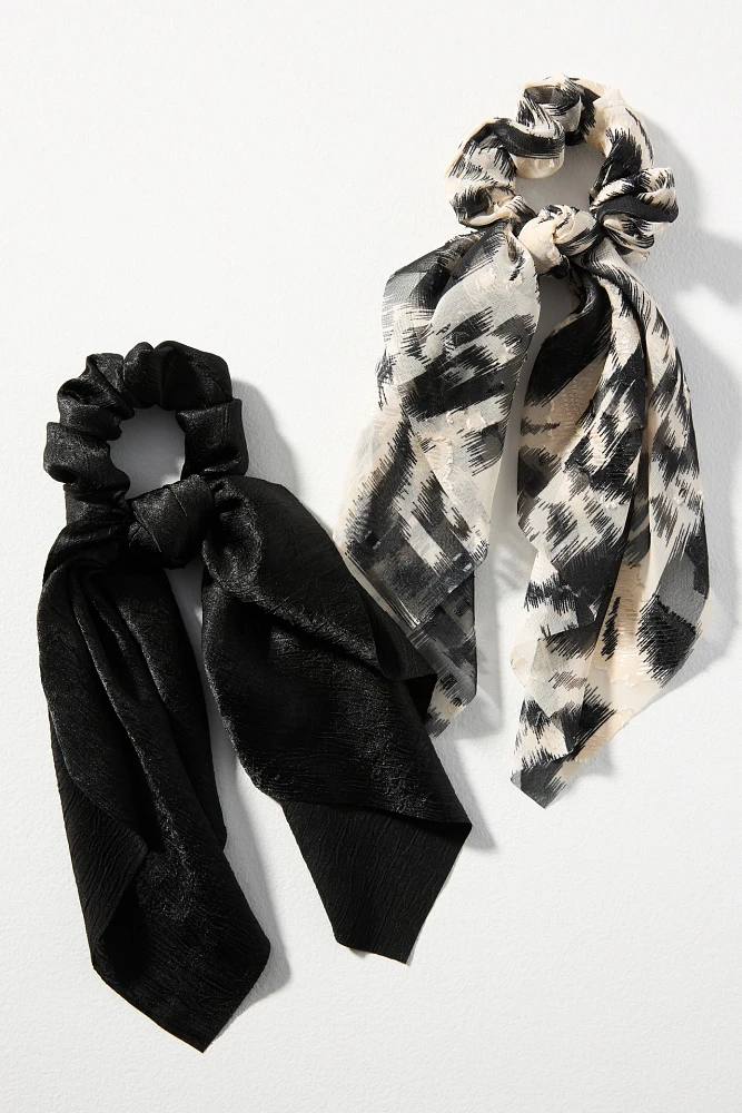 Patterned Hair Scarf Scrunchies, Set of 2